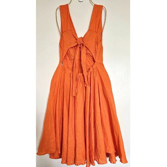 Blue Positano 100% Linen Sleeveless Tank A-Line Mini Sun Dress Medium - Picture 2 of 7